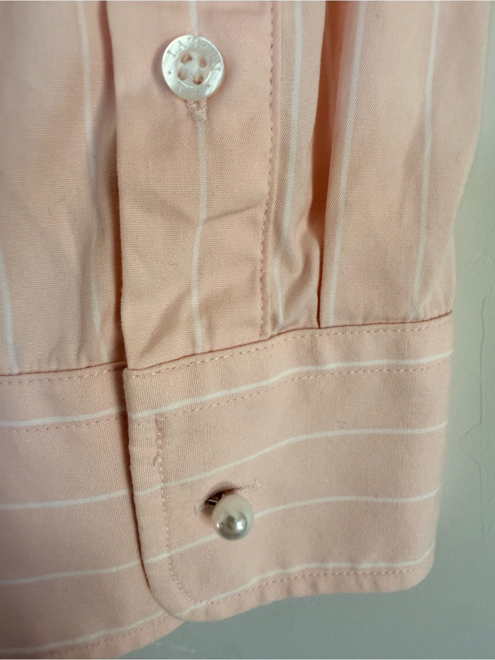 Lauren Ralph Lauren Pink Striped Button Down Shirt Size L Cotton Long Sleeve - Picture 5 of 7